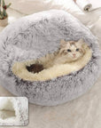 CozyNest | Soft Plush Hooded Cat Bed for Anxiety Relief 2