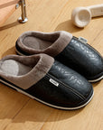 CozyNest | Warm Waterproof PU Leather Men's Slippers for Winter 0