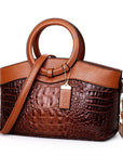 CrocodileLuxe | Elegant PU Leather Handbag with Adjustable Shoulder Strap
