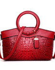 CrocodileLuxe | Elegant PU Leather Handbag with Adjustable Shoulder Strap