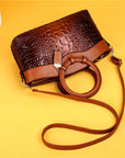 CrocodileLuxe | Elegant PU Leather Handbag with Adjustable Shoulder Strap