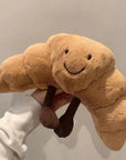 Croissant Plush Hug Pillow 13 inches Soft Light Brown with Smiling Face 4