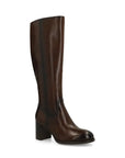 Dark Brown Leather Knee High Boots for Women with Comfortable Block Heel – Stylish Autumn Footwear 2