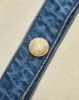 Demi | Denim Collar Metal Button V-Neck Knit Top 1