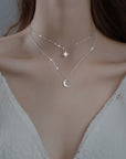 Double moon | Double necklace moon light silver 0