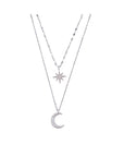Double moon | Double necklace moon light silver 1