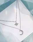 Double moon | Double necklace moon light silver 2