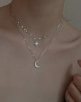 Double moon | Double necklace moon light silver 3