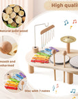 Educational Wooden Music Table for Kids - Includes Xylophone, Drums, and Cymbals! 5