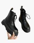 Elegant Leather Platform Boots with Chunky Sole – Comfortable and Stylish Footwear for Streetwear 2