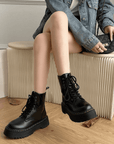 Elegant Leather Platform Boots with Chunky Sole – Comfortable and Stylish Footwear for Streetwear 4