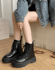 Elegant Leather Platform Boots with Chunky Sole – Comfortable and Stylish Footwear for Streetwear 5