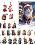 FelineFest | Charming Durable Acrylic Cat-Shaped Christmas Ornaments Set 6