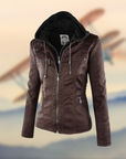 Flora | Women's Hooded Leather Jacket - Stylish & Functional 4