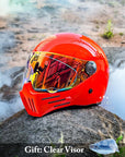 Full Face Motorcycle Helmet DOT ECE Approved ABS Shell Red Visor 3