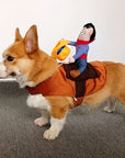 Funny Rider Dog Halloween Costume | Plush Saddle Outfit 0