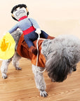 Funny Rider Dog Halloween Costume | Plush Saddle Outfit 1