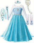 Girls Glitter Long Sleeve Halloween Princess Costume Dress | Maxi 6