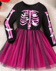Girls Long Sleeve Halloween Skeleton Costume Dress | Tulle Mini 0