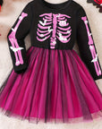 Girls Long Sleeve Halloween Skeleton Costume Dress | Tulle Mini 5