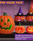 Glowing Light-Up Halloween Jack O'Lantern Decoration Set | Battery Operated 3