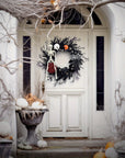 Gothic Skeleton Pumpkin Halloween Wreath for Door – Spooky Decor with Faux Pumpkins and Eerie Accents 2