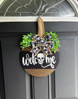 Halloween Spooky Skull Front Door Wreath | Rustic Welcome Sign 2