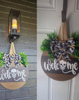 Halloween Spooky Skull Front Door Wreath | Rustic Welcome Sign 3