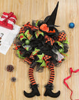 Halloween Witch Mesh Wreath – Whimsical Front Door Wreath for Spooky Season Decor 1