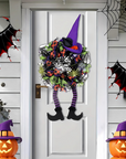 Halloween Witch Mesh Wreath – Whimsical Front Door Wreath for Spooky Season Decor 4