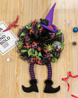 Halloween Witch Mesh Wreath – Whimsical Front Door Wreath for Spooky Season Decor 5