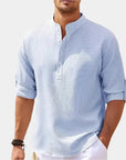 Herren Langarmshirt Henry-Kragen Hochwertiges Material Bequemes Longsleeve T-Shirt 1