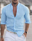 Herren Leinenhemd Modernes Design Körpernahe Passform 100% Leinen 0