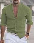 Herren Leinenhemd Modernes Design Körpernahe Passform 100% Leinen 1