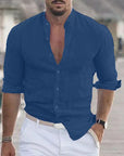 Herren Leinenhemd Modernes Design Körpernahe Passform 100% Leinen 2