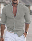 Herren Leinenhemd Modernes Design Körpernahe Passform 100% Leinen 3