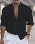 Herren Leinenhemd Modernes Design Körpernahe Passform 100% Leinen 5