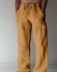 Herren Leinenhose Lässig Atmungsaktiv Sommer Freizeit Hosen 12