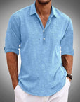 Herren Polo Shirt Atmungsaktiv 100% Leinen Stilvoll Lässig für Sommer 1