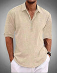 Herren Polo Shirt Atmungsaktiv 100% Leinen Stilvoll Lässig für Sommer 8