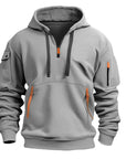 Herren Zip Hoodie Halber Reißverschluss Atmungsaktiv Bequem Baumwolle 4