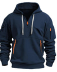 Herren Zip Hoodie Halber Reißverschluss Atmungsaktiv Bequem Baumwolle 6