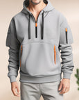 Herren Zip Hoodie Halber Reißverschluss Atmungsaktiv Bequem Baumwolle 8