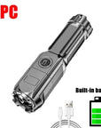 High-Power USB Rechargeable Flashlight with Waterproof Design and Telescopic Focus - Portable Torch Light 0