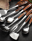 Kitchen Utensils Set Stainless Steel Wooden Handle 1