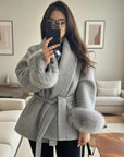 Lace-Up Elegant Women's Coat – Stylish Winter Coat for Cold Weather, Knee-Length, Multiple Colors 1