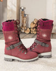Ladies Winter Lace-Up Boots with Knitted Cuff and Anti-Slip Sole - Black Boots for Women 4