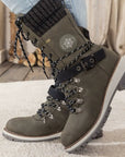 Ladies Winter Lace-Up Boots with Knitted Cuff and Anti-Slip Sole - Black Boots for Women 5
