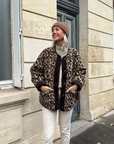 Leah | Women's Leopard Print O-Neck Wool Winter Jacket 0