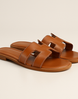 Leather Flat Sandals for Women with Adjustable Cut Out Straps – Comfortable Everyday Footwear 2